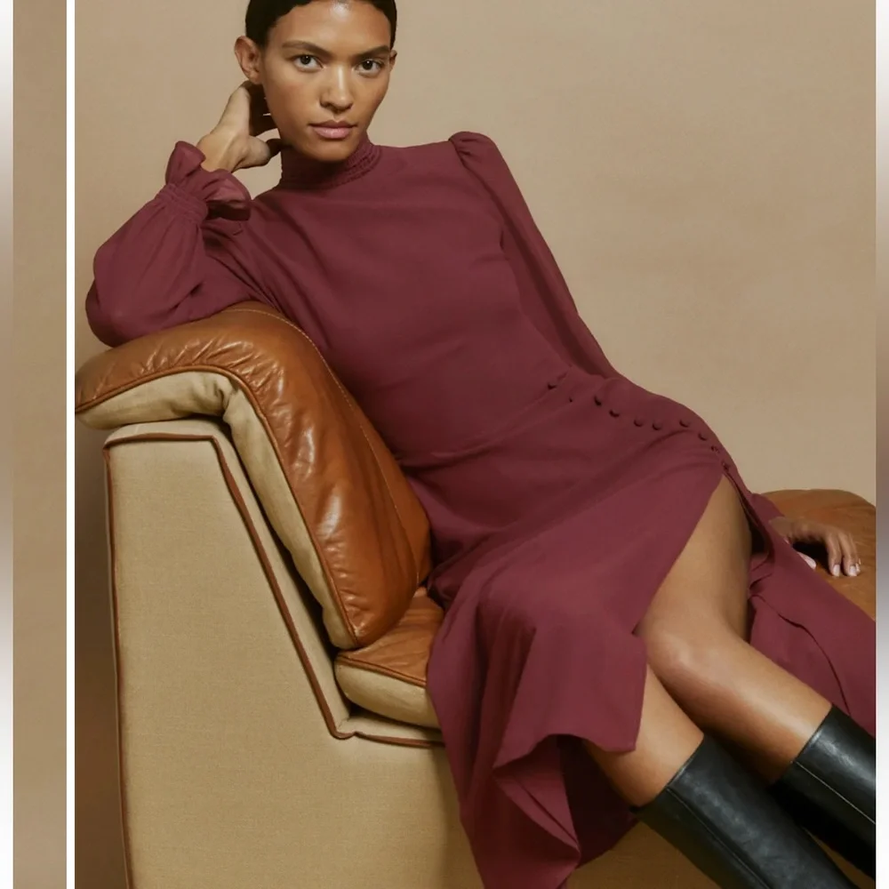 Reformation Stevi Dress in Plum size 2 - Picture 2 of 9